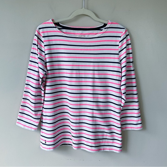 Joules Harbour Boat Neck Striped Breton Top in Neon Multi - Picture 2 of 11